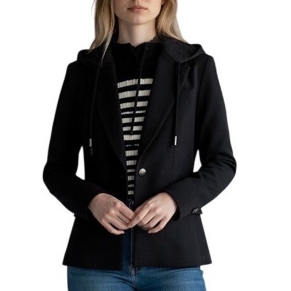 Evereve Black Hooded Blazer